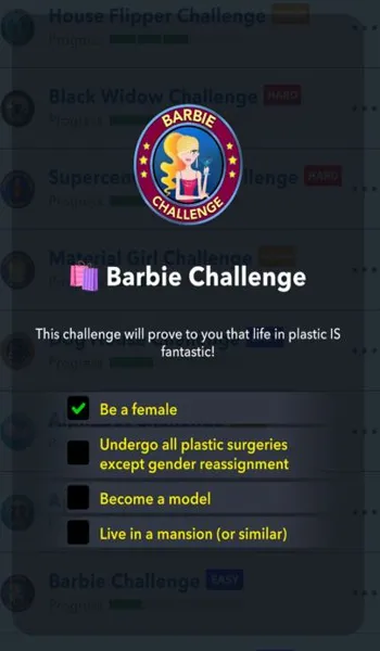 bitlife barbie girl challenge