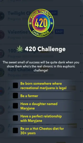 420 challenge in bitlife