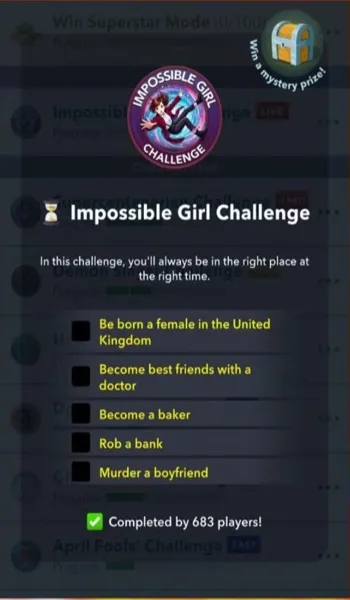 bitlife impossible girl challenge