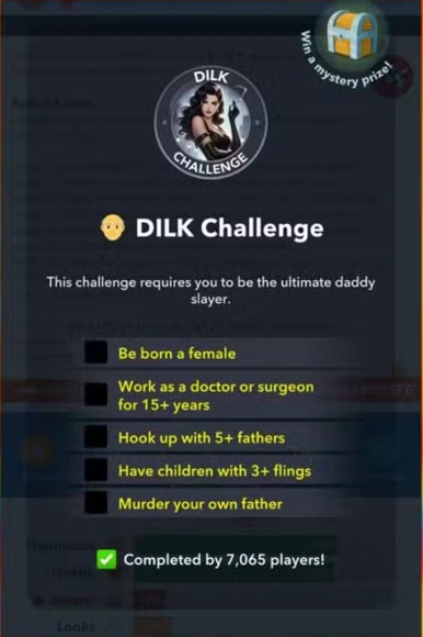 dilk challenge in bitlife